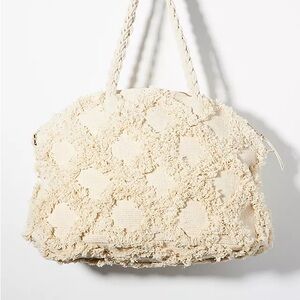 Anthropologie Trellis Weekender Tote in Cream
